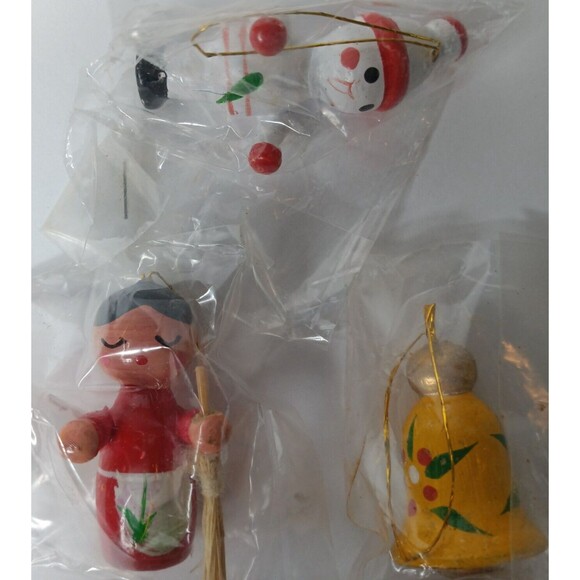 Miniature Wooden Christmas Ornaments Set of 12 Holiday Christmas Tree Decoration - Picture 4 of 6